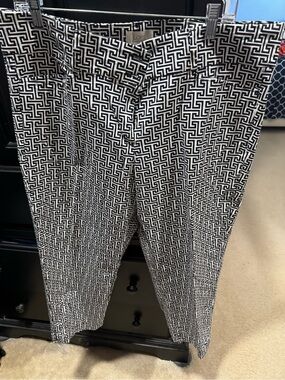 LOFT women Black & White Geometric Dress Pants